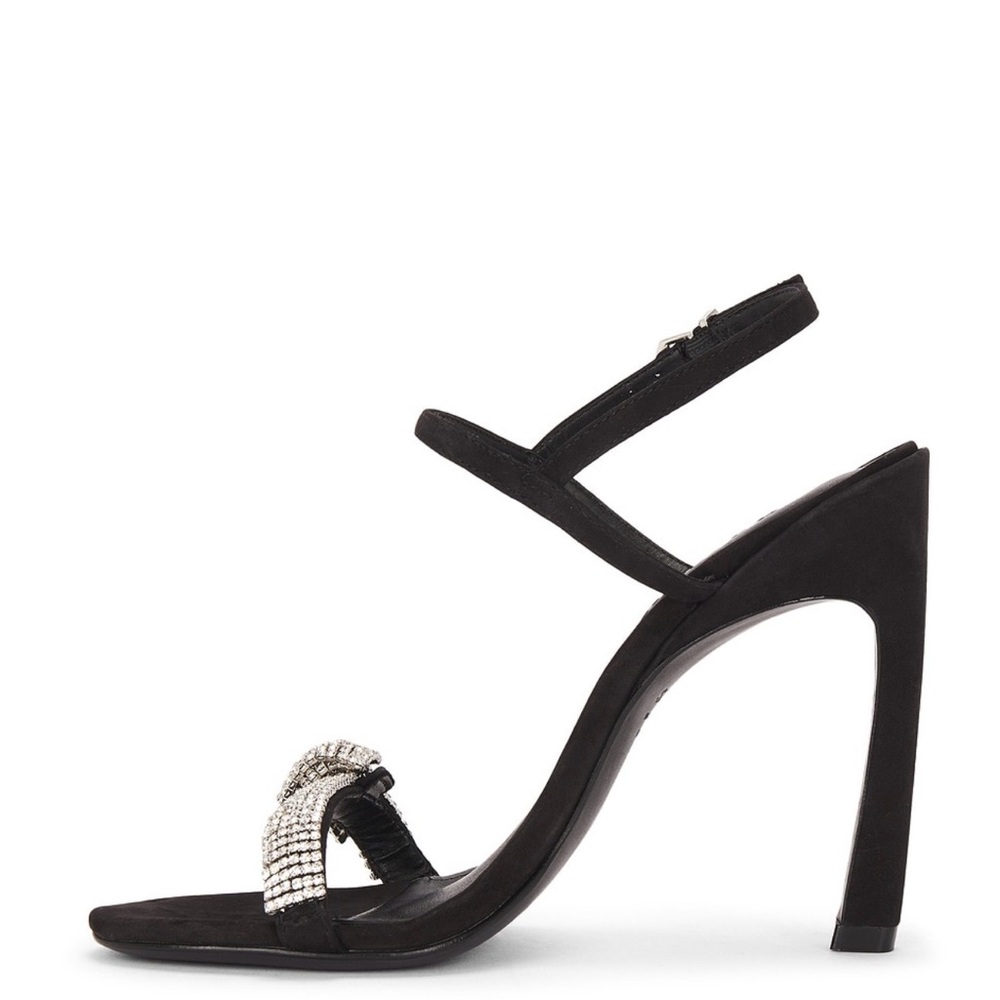 SCHUTZ Black Crystal Knot Strap Heeled Sandals - Picture 10 of 14